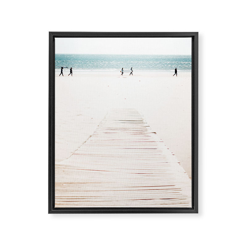 Surf Walk - beach print - surfers - walkway - ocean - sea travel photography Framed Canvas Print Gallery Image 6