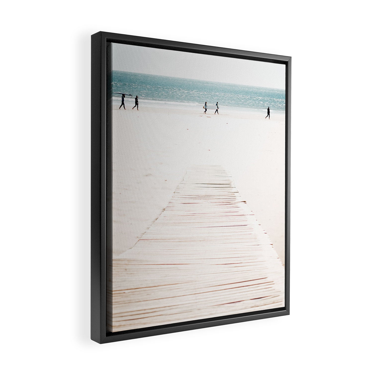 Surf Walk - beach print - surfers - walkway - ocean - sea travel photography Framed Canvas Print Gallery Image 2