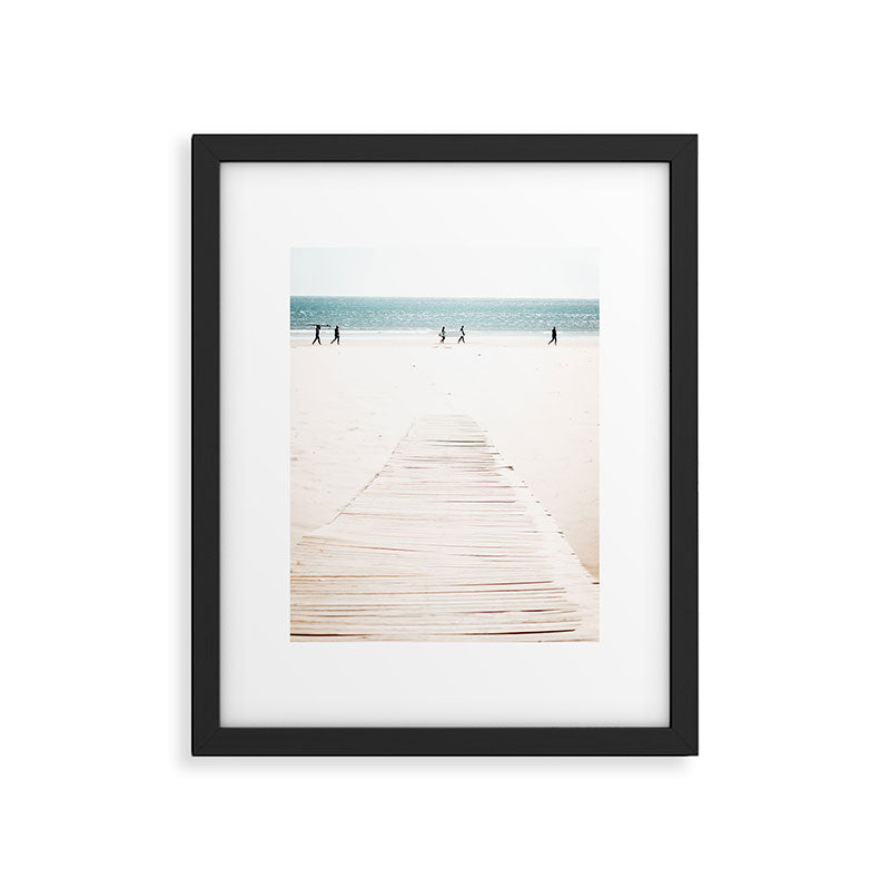 Surf Walk - beach print - surfers - walkway - ocean - sea travel photography Framed Art Print Gallery Image 5