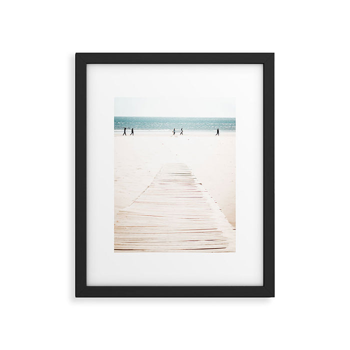 Surf Walk - beach print - surfers - walkway - ocean - sea travel photography Framed Art Print Gallery Image 1