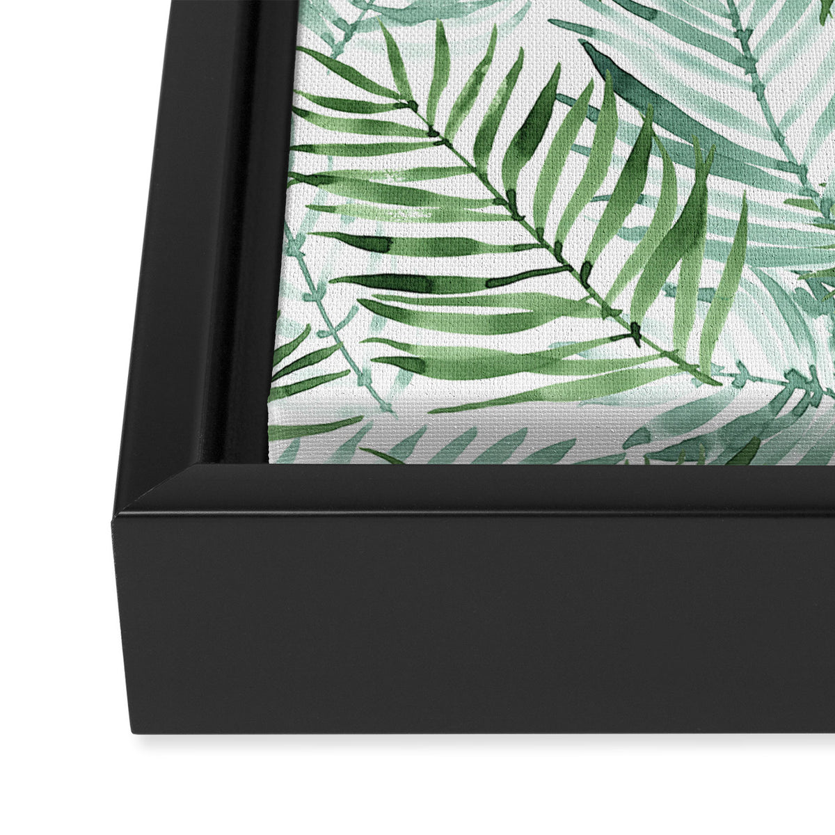 Watercolor palm leaves pattern Framed Canvas Print Gallery Image 3