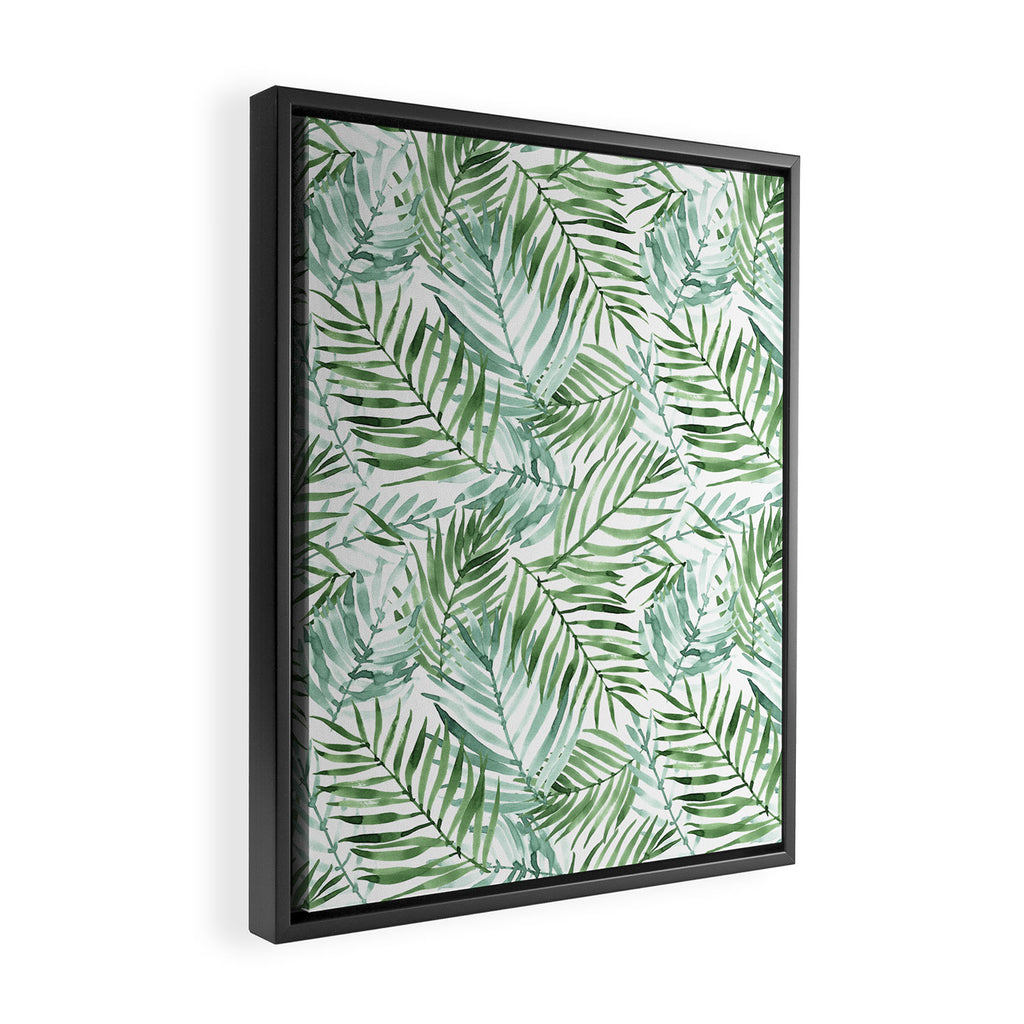 Watercolor palm leaves pattern Framed Canvas Print Gallery Image 2