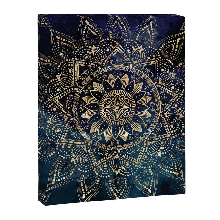 Elegant Gold Mandala Blue Galaxy Canvas Print Gallery Image 1