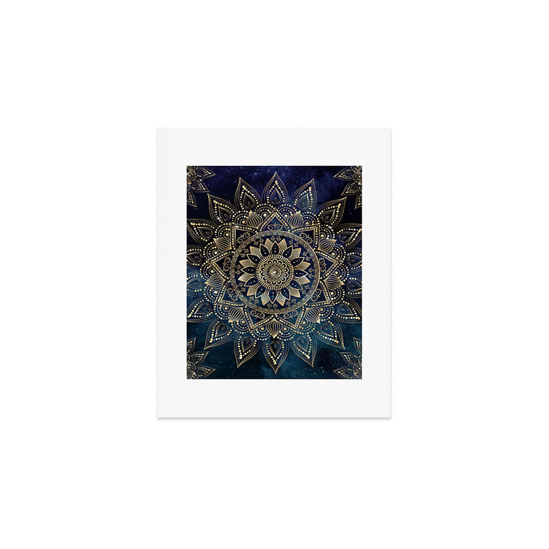 Elegant Gold Mandala Blue Galaxy Art Print Gallery Image 1