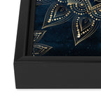 Elegant Gold Mandala Blue Galaxy Framed Canvas Print Gallery Image 3