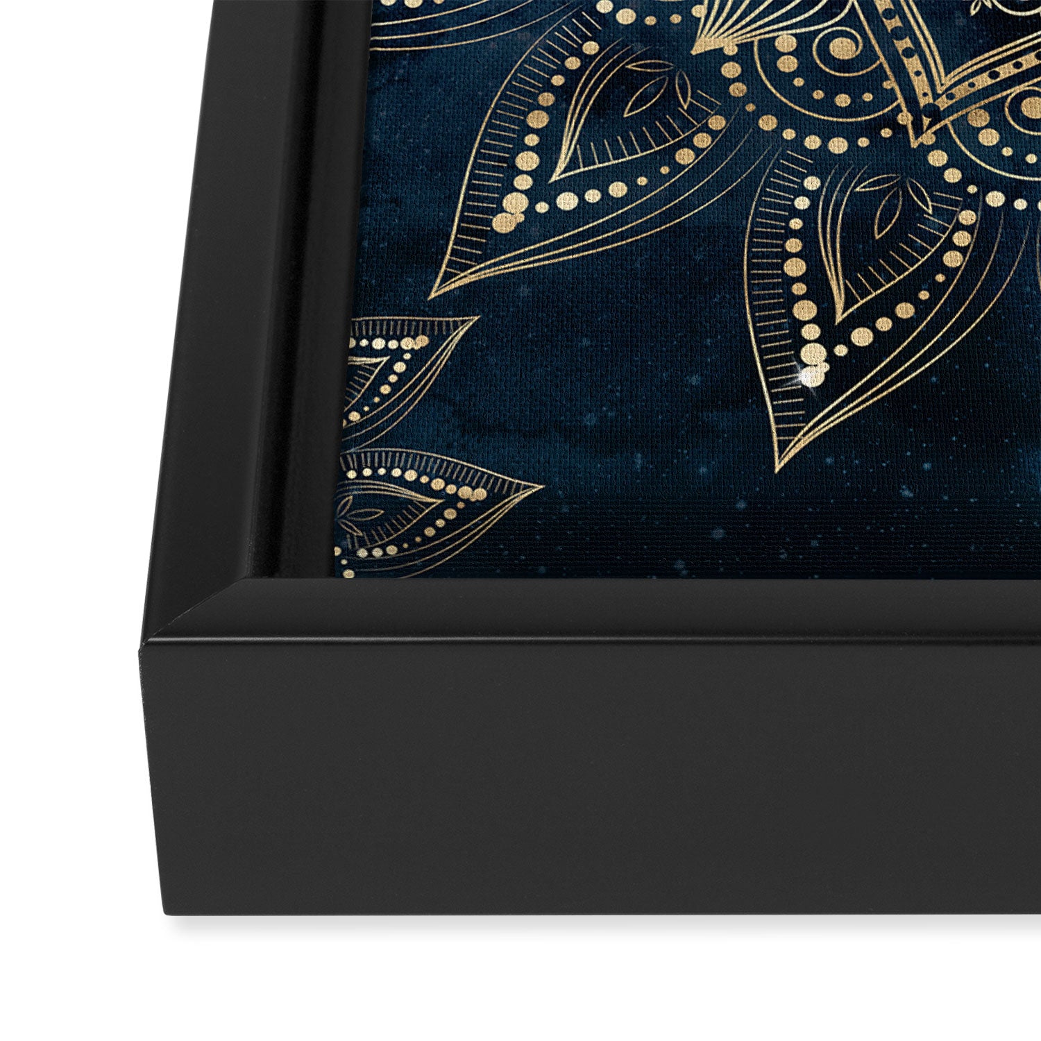 Elegant Gold Mandala Blue Galaxy Framed Canvas Print Gallery Image 3