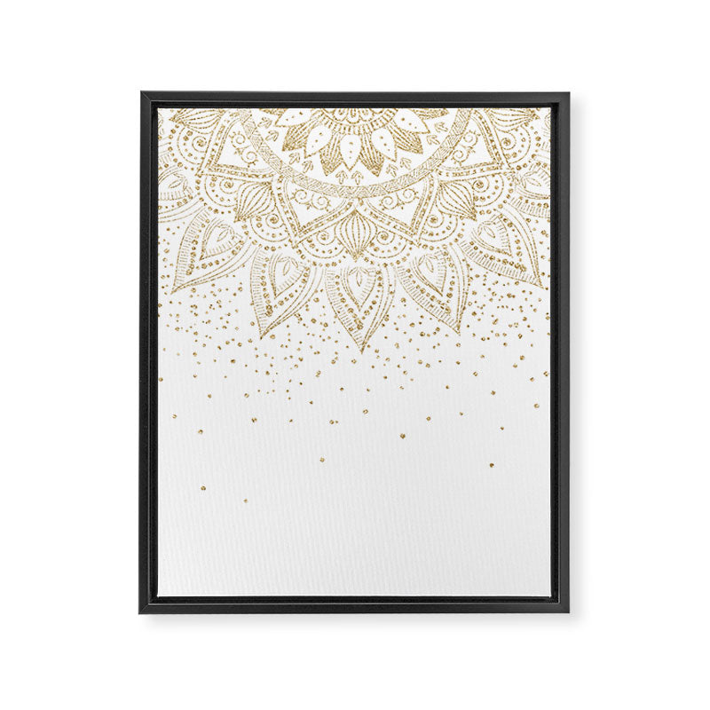 Elegant Gold Mandala Confetti Design Framed Canvas Print Gallery Image 8