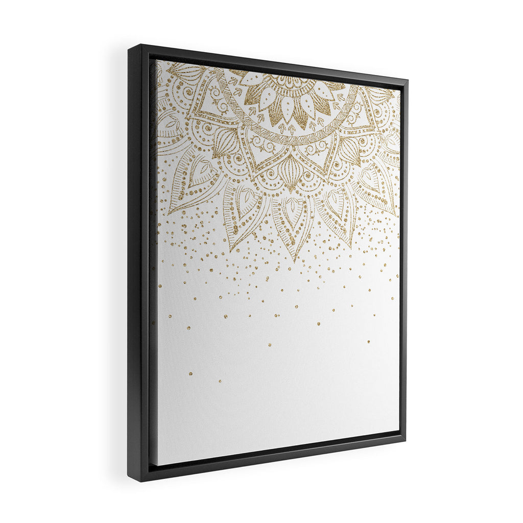 Elegant Gold Mandala Confetti Design Framed Canvas Print Gallery Image 2