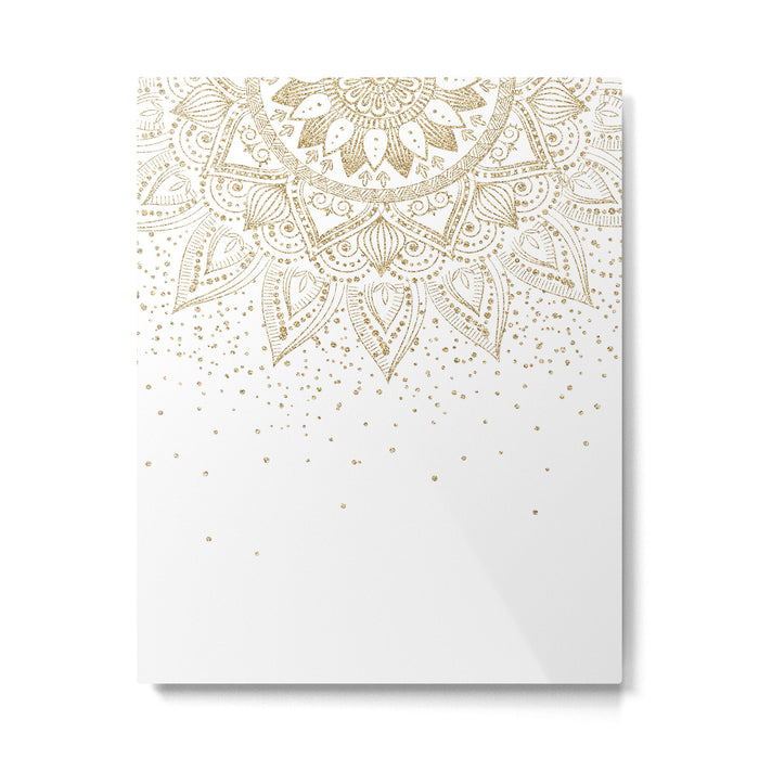 Elegant Gold Mandala Confetti Design Metal Print Gallery Image 1