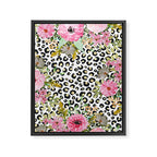 Elegant Leopard Print and Floral Design Framed Canvas Print Gallery Image 8