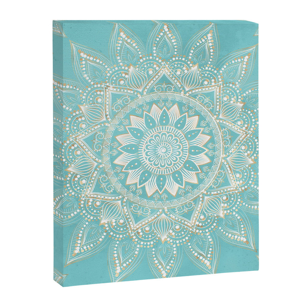Elegant White Gold Mandala Sky Blue Canvas Print Gallery Image 8