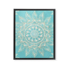 Elegant White Gold Mandala Sky Blue Framed Canvas Print Gallery Image 8