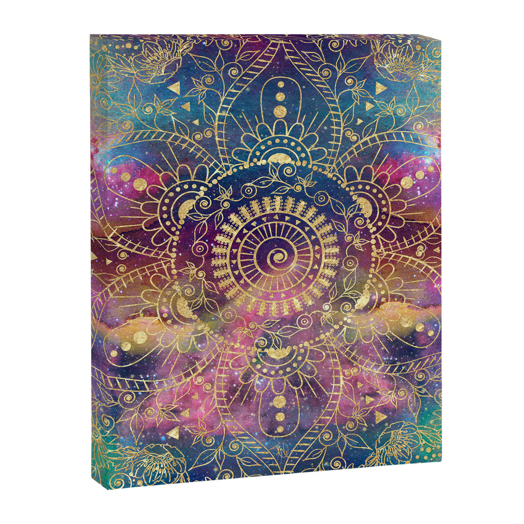 Gold watercolor and nebula mandala Canvas Print Gallery Image 8