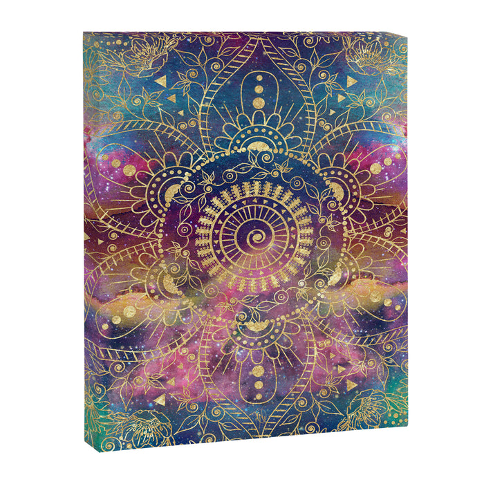 Gold watercolor and nebula mandala Canvas Print Gallery Image 1
