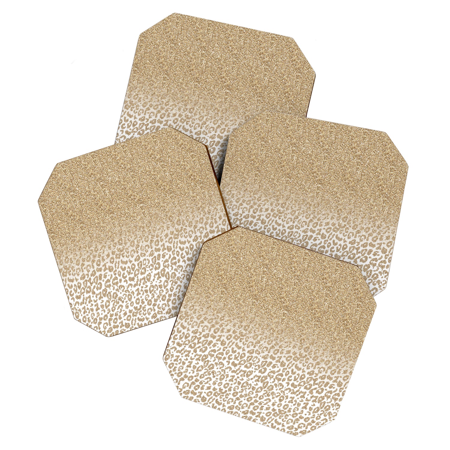 Trendy Gold Glitter and Leopard Print Gradient Coaster Gallery Image 1