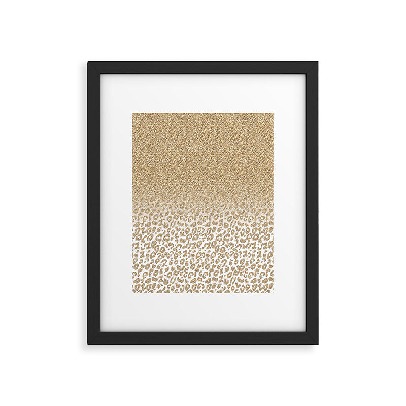 Trendy Gold Glitter and Leopard Print Gradient Framed Art Print Gallery Image 6