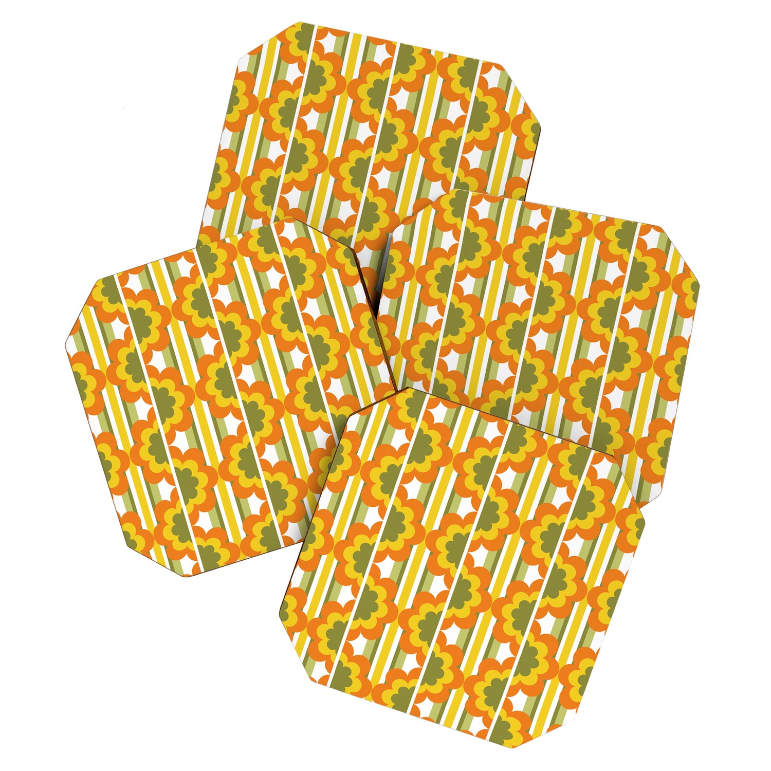 '70's Summer' Orange Yellow Green Coaster Gallery Image 1