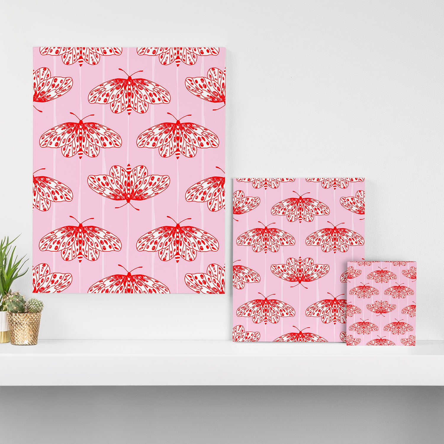 Butterfly Pink Red Canvas Print Gallery Image 3