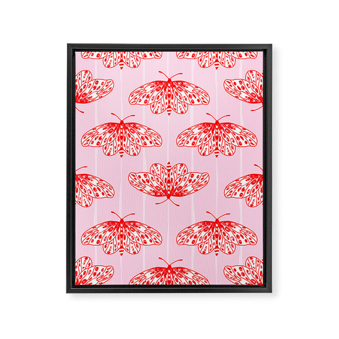 Butterfly Pink Red Framed Canvas Print Gallery Image 1