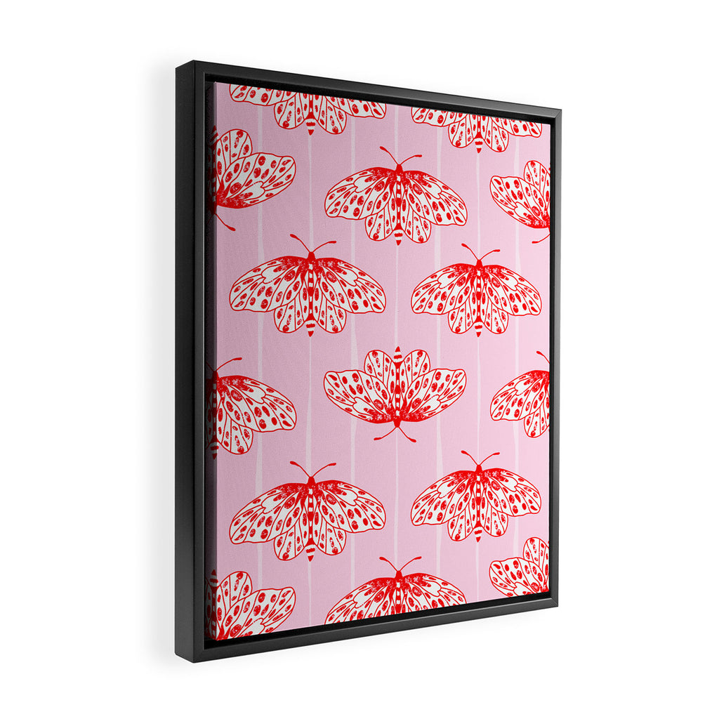 Butterfly Pink Red Framed Canvas Print Gallery Image 2