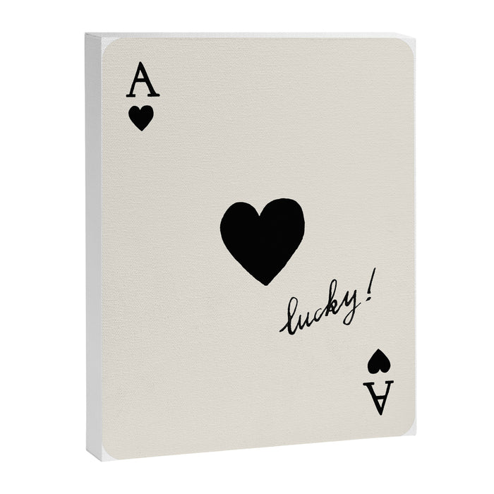 Ace of Hearts - Lucky Black and White Canvas Print Gallery Image 1