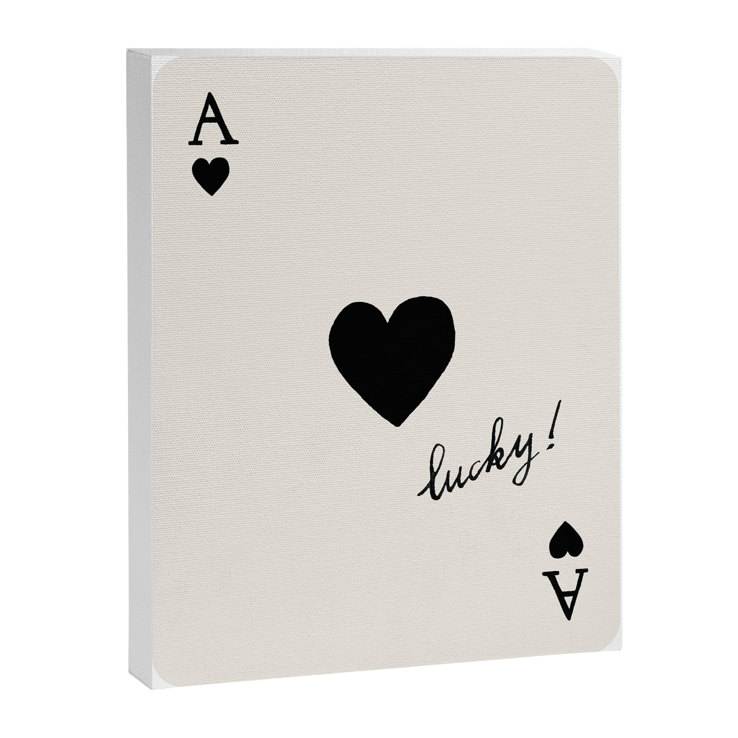 Ace of Hearts - Lucky Black and White Canvas Print Gallery Image 6