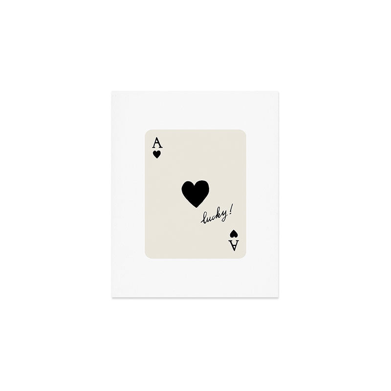 Ace of Hearts - Lucky Black and White Art Print Gallery Image 1
