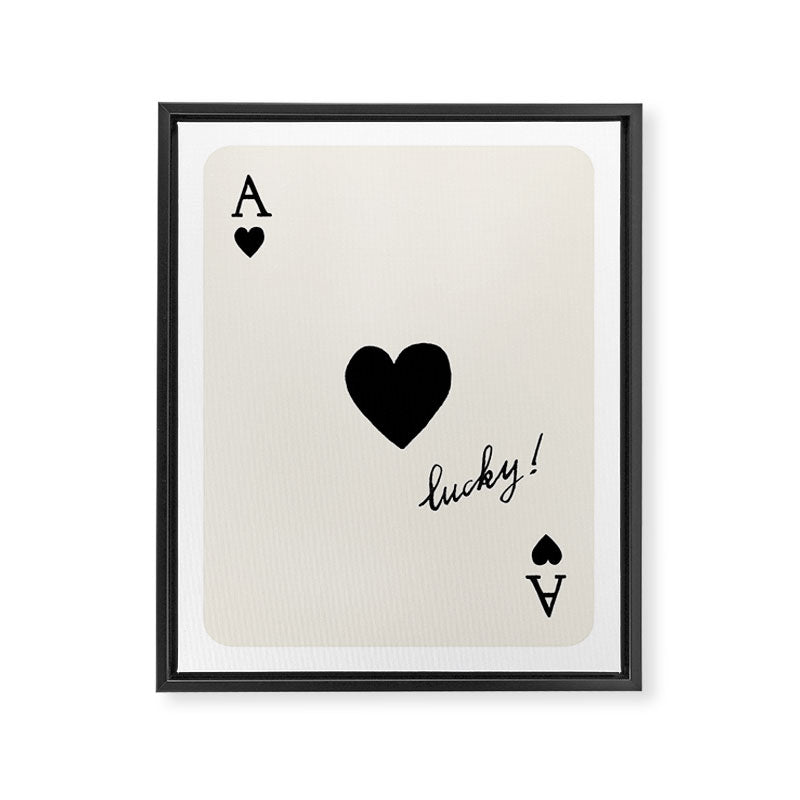 Ace of Hearts - Lucky Black and White Framed Canvas Print Gallery Image 6