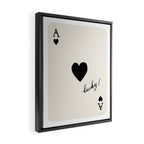 Ace of Hearts - Lucky Black and White Framed Canvas Print Gallery Image 2