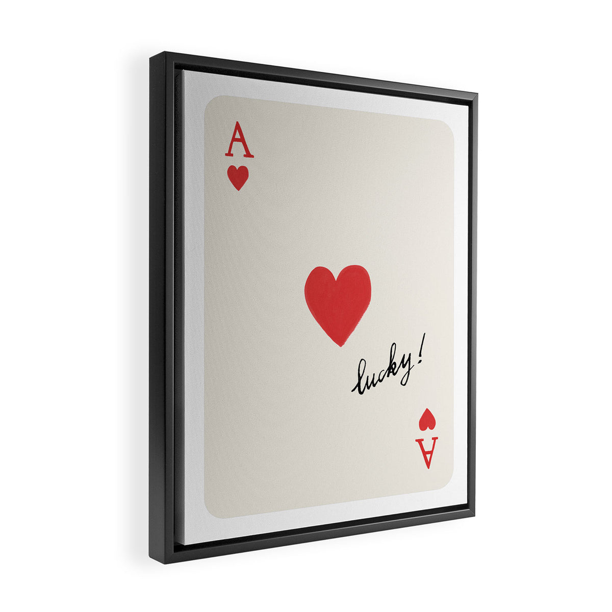 Ace of Hearts - Lucky Red Framed Canvas Print Gallery Image 2