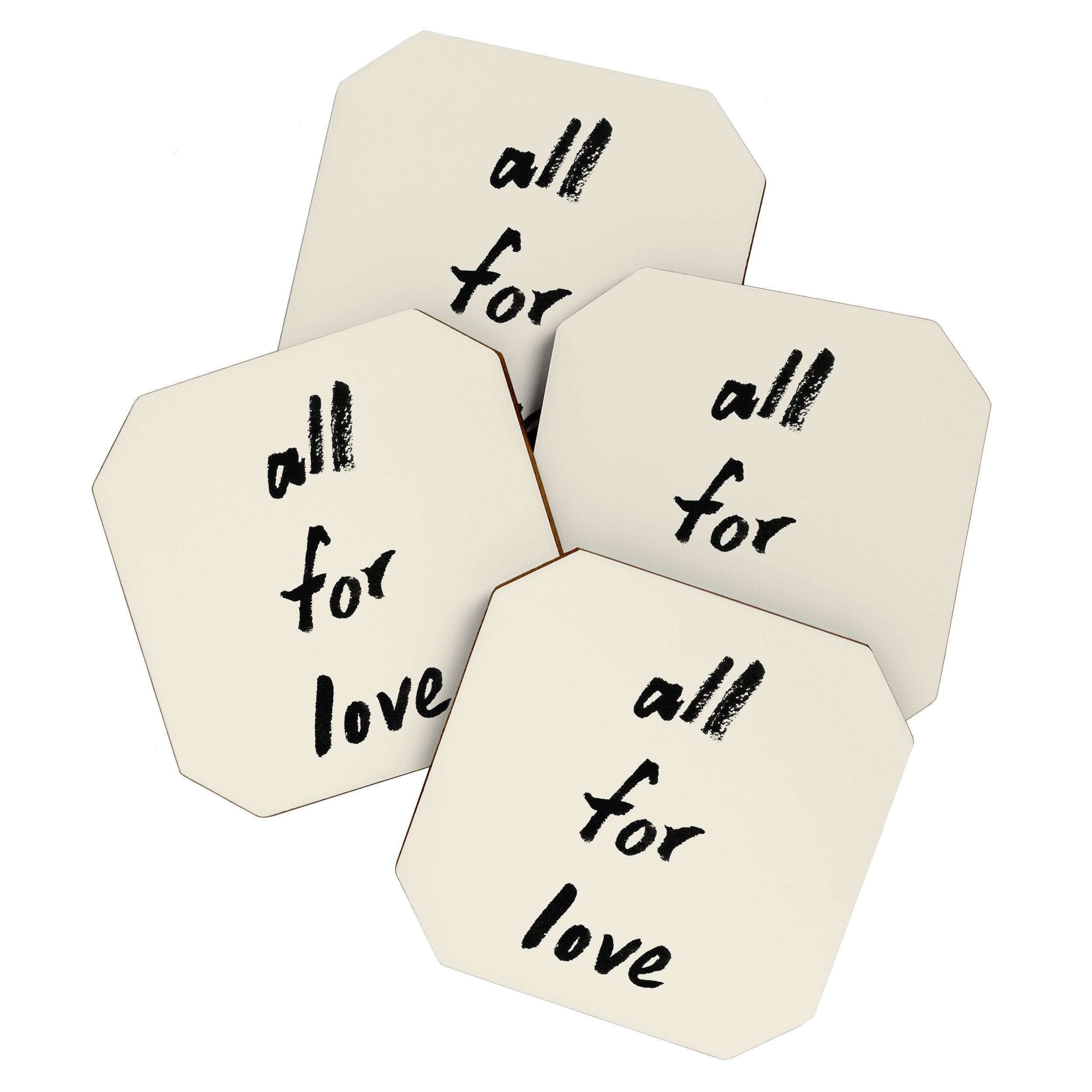 All For Love - Brush Script Typography Quote  Coaster Gallery Image 1