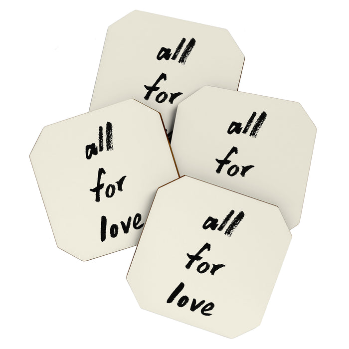 All For Love - Brush Script Typography Quote  Coaster Gallery Image 1