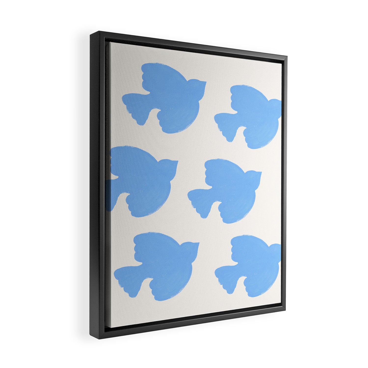 Blue Birds Flying - Painting Framed Canvas Print Gallery Image 2