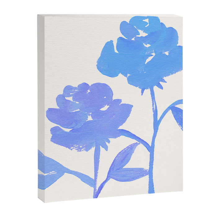 Blue Roses - Gouache Botanical Painting Canvas Print Gallery Image 1