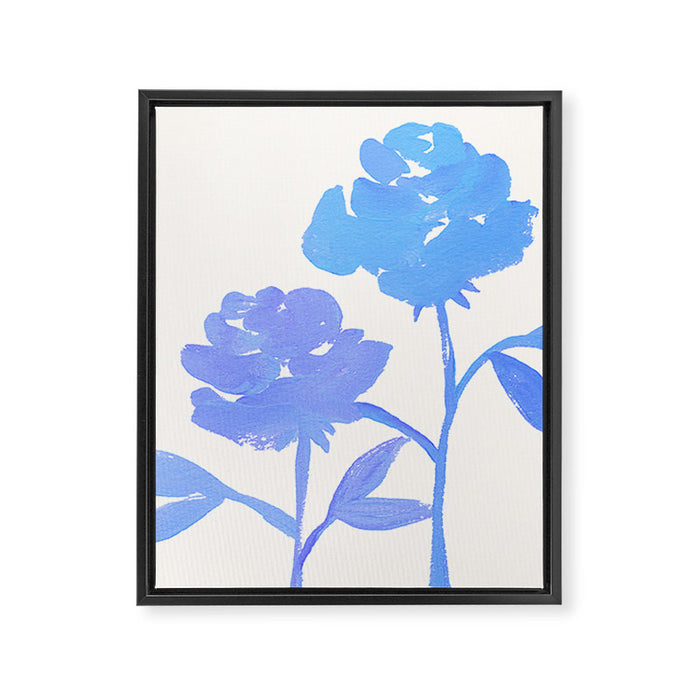 Blue Roses - Gouache Botanical Painting Framed Canvas Print Gallery Image 1