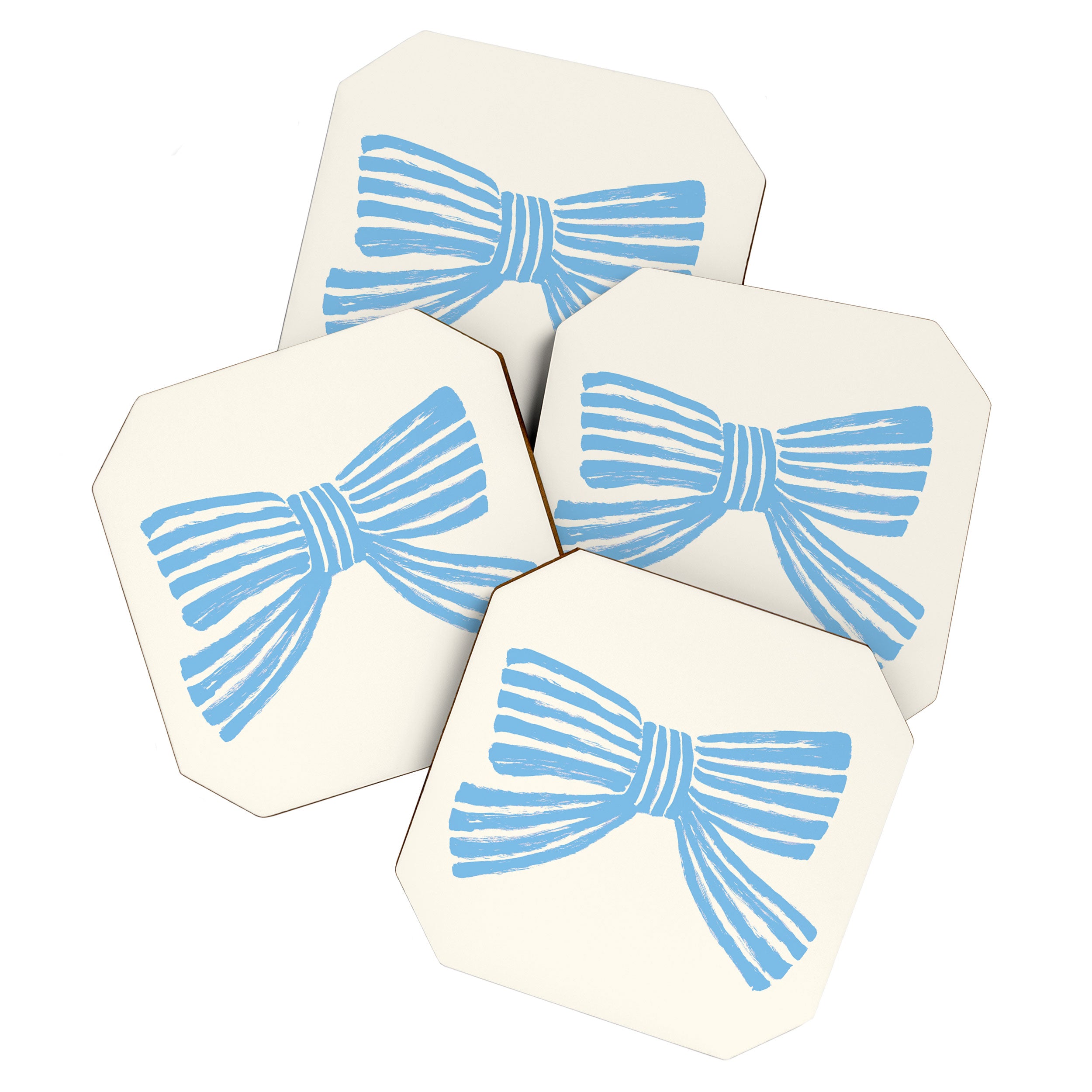Blue Stripe Bow Ribbon  Coaster Gallery Image 1
