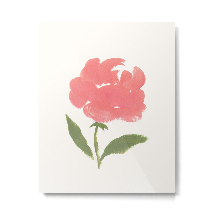 Blush Pink Rose - Gouache Painting Metal Print Gallery Image 1