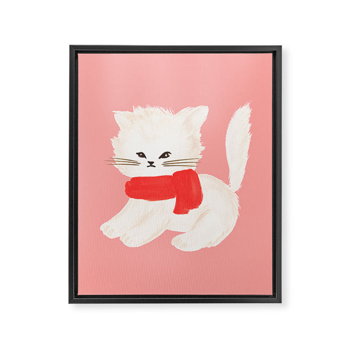 Fluffy Kitten - Pink Framed Canvas Print Gallery Image 1
