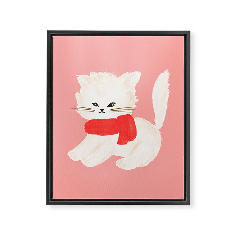 Fluffy Kitten - Pink Framed Canvas Print Gallery Image 6