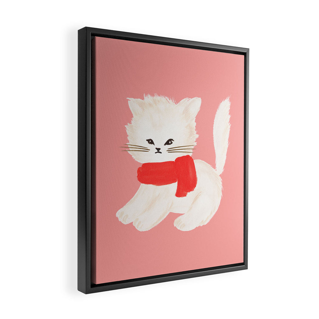 Fluffy Kitten - Pink Framed Canvas Print Gallery Image 2