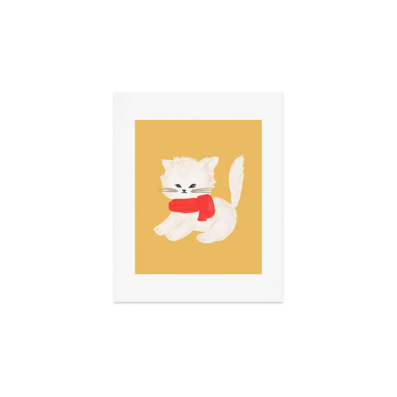 Fluffy Kitten - Yellow Art Print Gallery Image 1