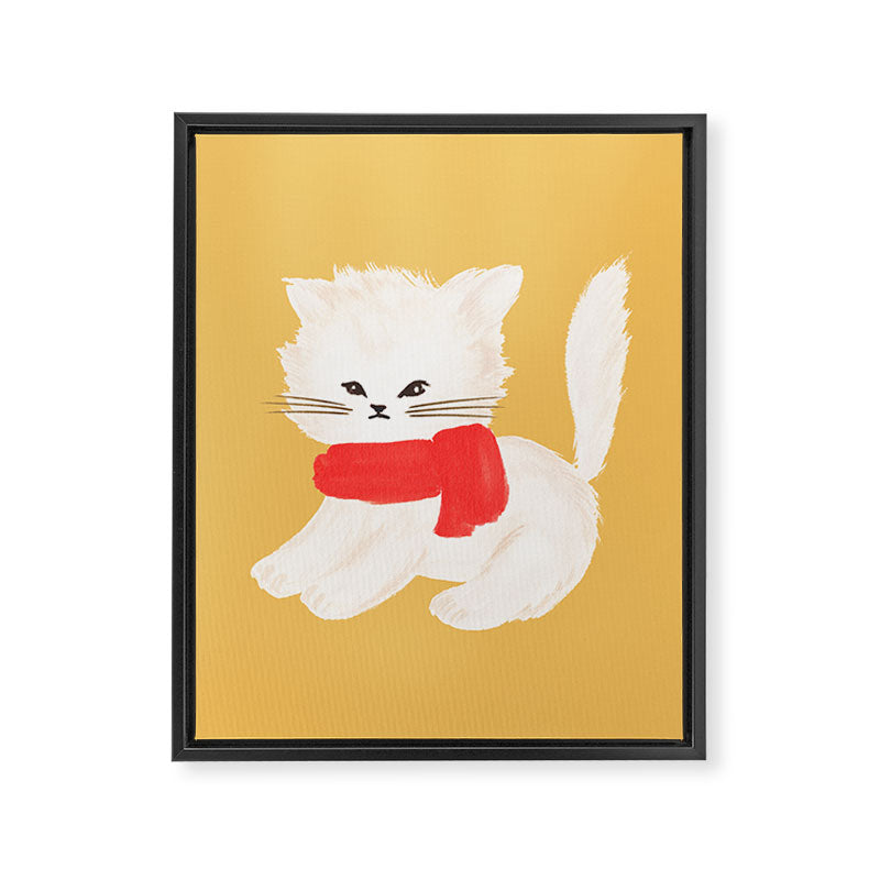 Fluffy Kitten - Yellow Framed Canvas Print Gallery Image 6