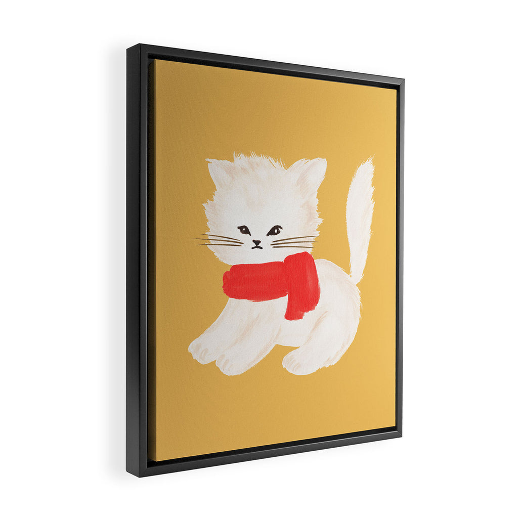 Fluffy Kitten - Yellow Framed Canvas Print Gallery Image 2
