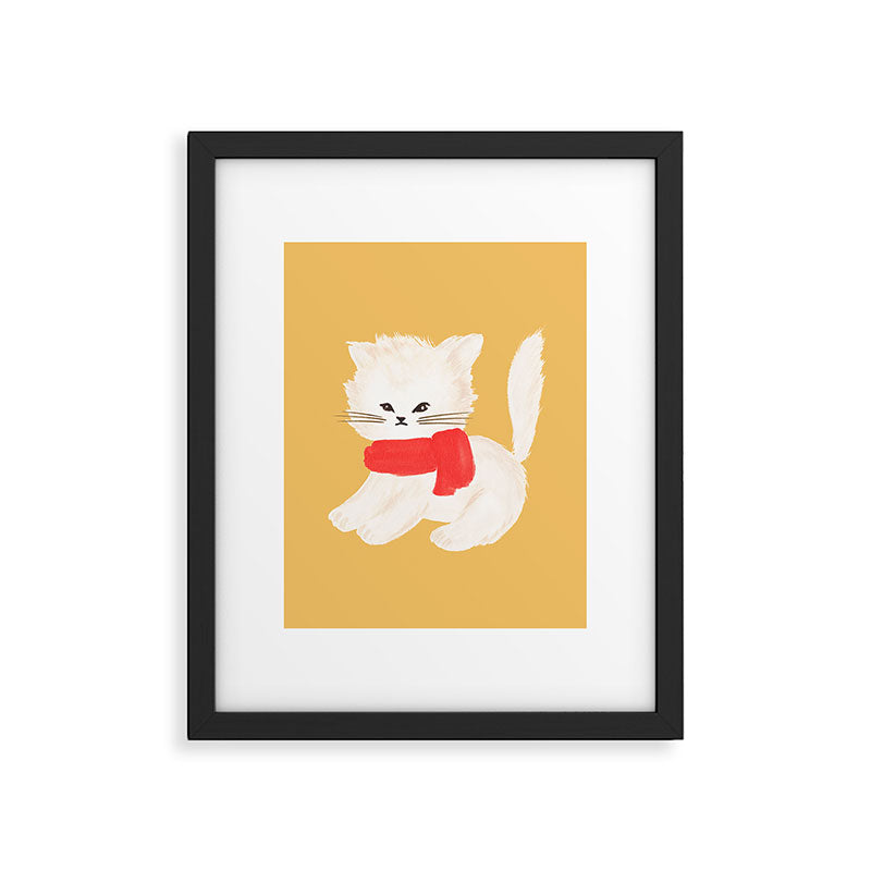 Fluffy Kitten - Yellow Framed Art Print Gallery Image 5