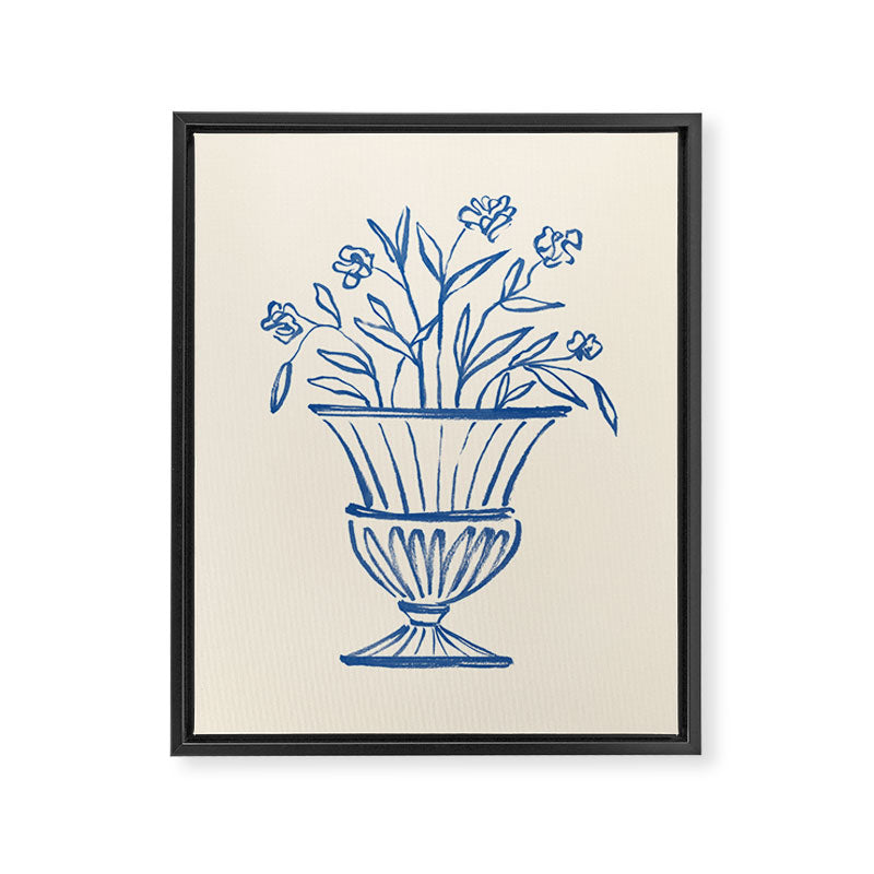 Garden Pot Antique Vase - Blue Framed Canvas Print Gallery Image 6