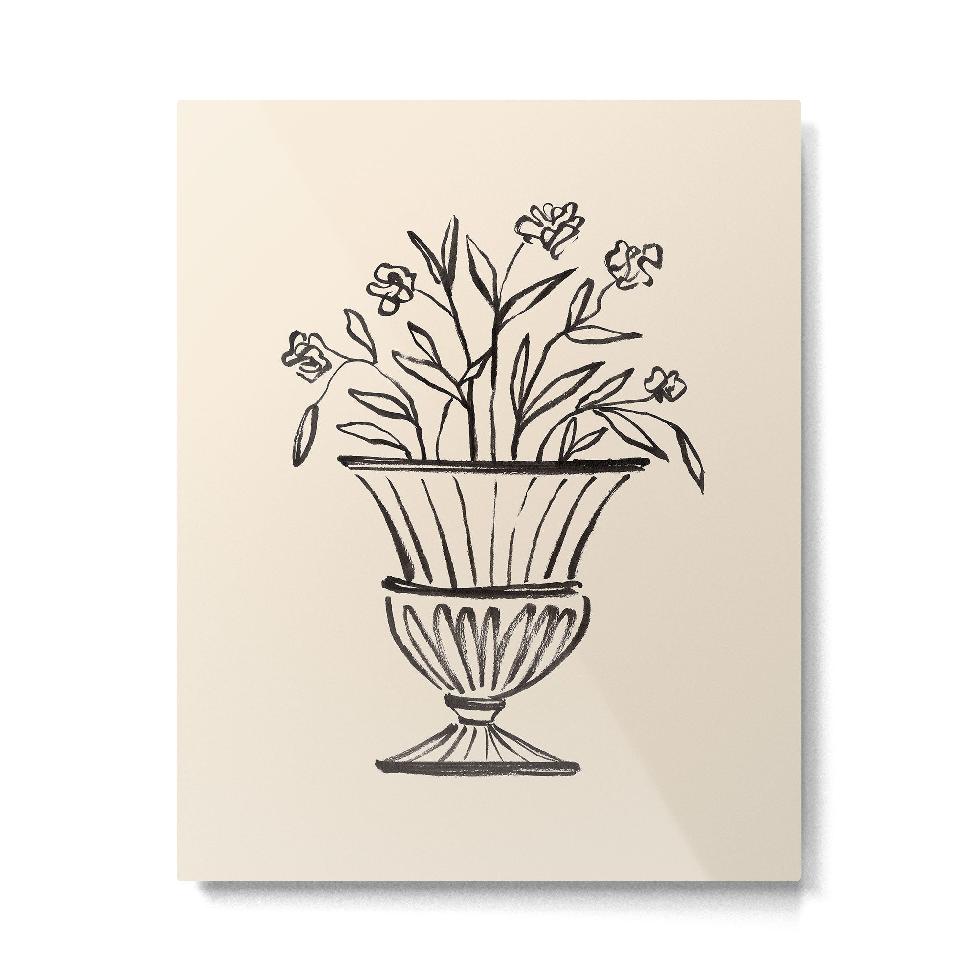 Garden Pot Antique Vase Flower Illustration Metal Print Gallery Image 4