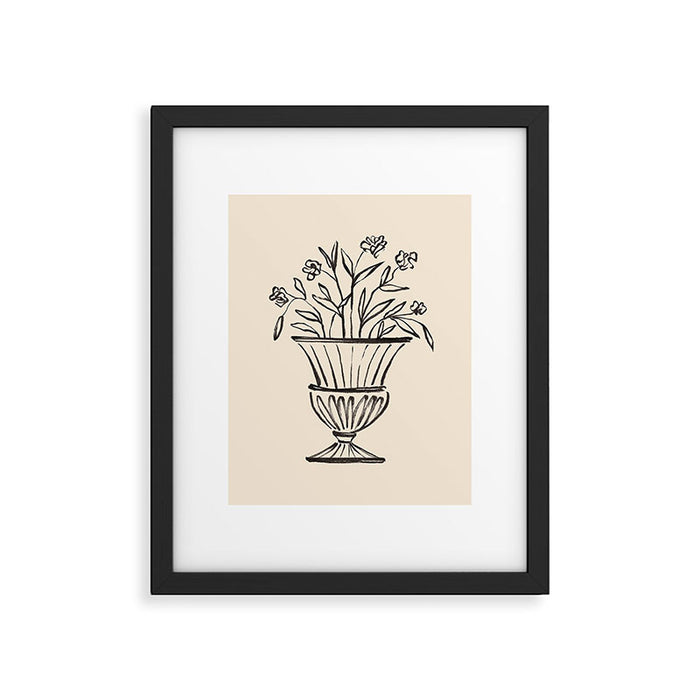 Garden Pot Antique Vase Flower Illustration Framed Art Print Gallery Image 1