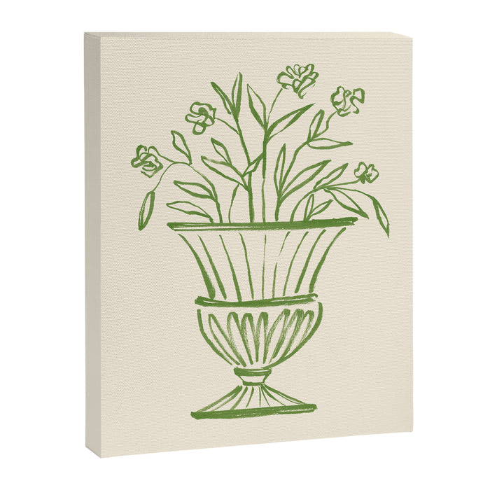 Garden Pot Antique Vase - Green Canvas Print Gallery Image 1