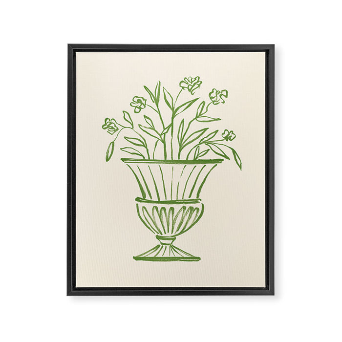 Garden Pot Antique Vase - Green Framed Canvas Print Gallery Image 1