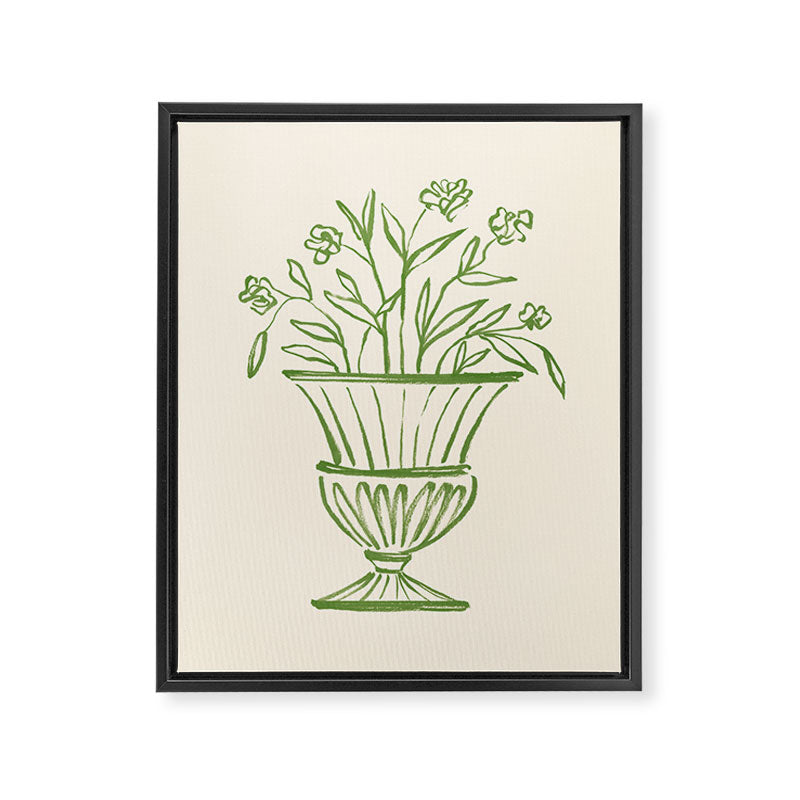 Garden Pot Antique Vase - Green Framed Canvas Print Gallery Image 6